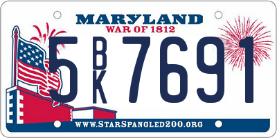 MD license plate 5BK7691