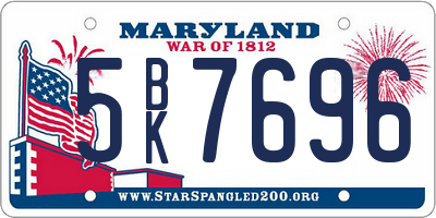 MD license plate 5BK7696