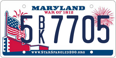 MD license plate 5BK7705
