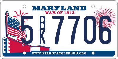 MD license plate 5BK7706