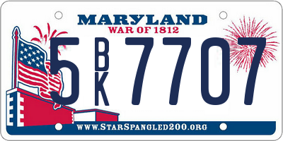 MD license plate 5BK7707