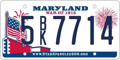MD license plate 5BK7714