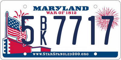 MD license plate 5BK7717