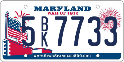 MD license plate 5BK7733