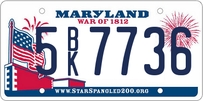 MD license plate 5BK7736