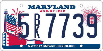 MD license plate 5BK7739