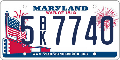 MD license plate 5BK7740
