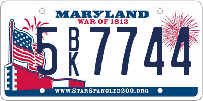 MD license plate 5BK7744