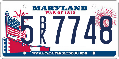 MD license plate 5BK7748