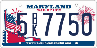 MD license plate 5BK7750