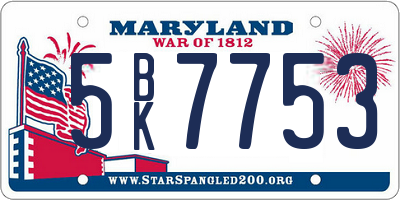 MD license plate 5BK7753