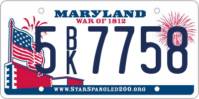 MD license plate 5BK7758