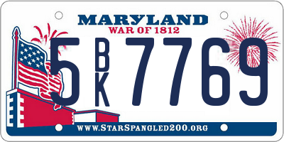 MD license plate 5BK7769