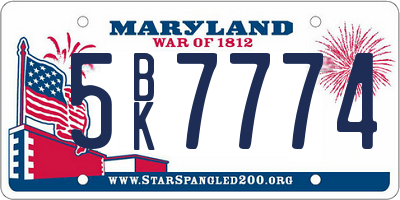 MD license plate 5BK7774
