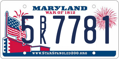 MD license plate 5BK7781