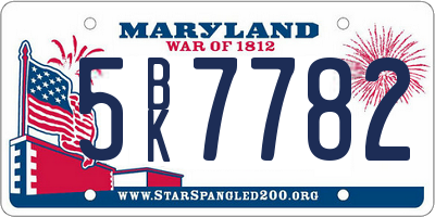 MD license plate 5BK7782