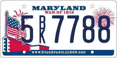 MD license plate 5BK7788