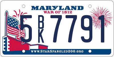 MD license plate 5BK7791