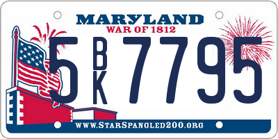 MD license plate 5BK7795