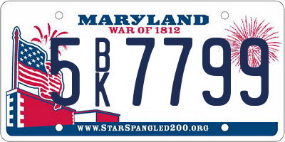MD license plate 5BK7799