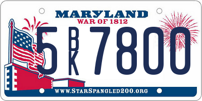 MD license plate 5BK7800