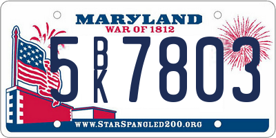 MD license plate 5BK7803