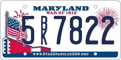 MD license plate 5BK7822