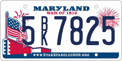 MD license plate 5BK7825