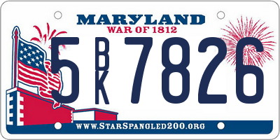 MD license plate 5BK7826
