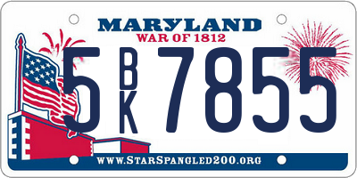 MD license plate 5BK7855