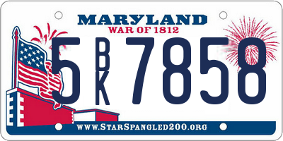 MD license plate 5BK7858
