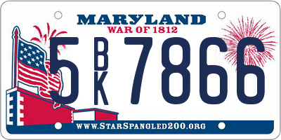 MD license plate 5BK7866
