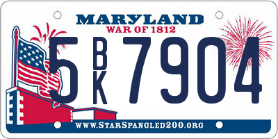 MD license plate 5BK7904
