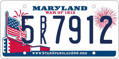 MD license plate 5BK7912