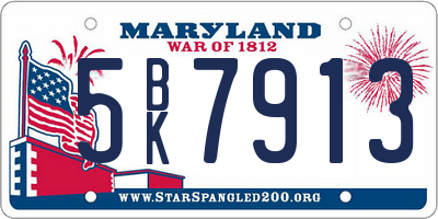 MD license plate 5BK7913