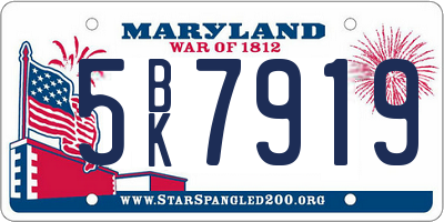 MD license plate 5BK7919