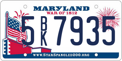 MD license plate 5BK7935
