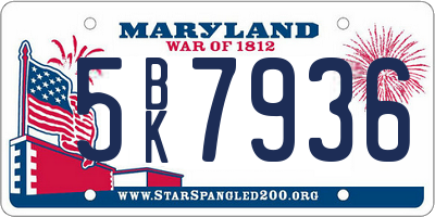 MD license plate 5BK7936