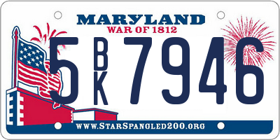 MD license plate 5BK7946