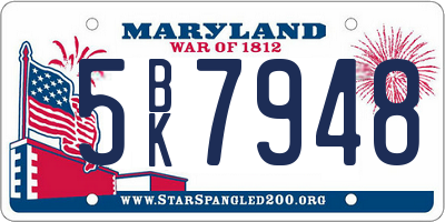 MD license plate 5BK7948