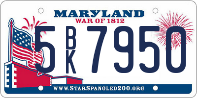 MD license plate 5BK7950
