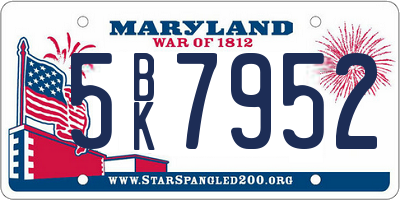 MD license plate 5BK7952