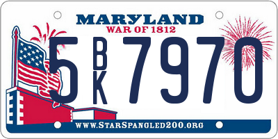 MD license plate 5BK7970