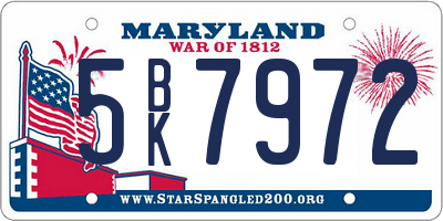 MD license plate 5BK7972