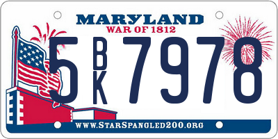 MD license plate 5BK7978