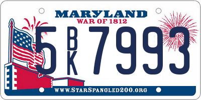 MD license plate 5BK7993