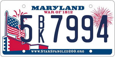 MD license plate 5BK7994