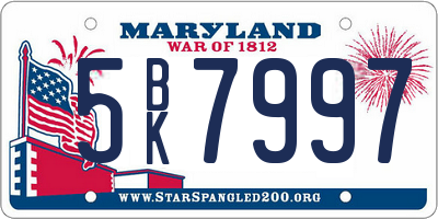 MD license plate 5BK7997