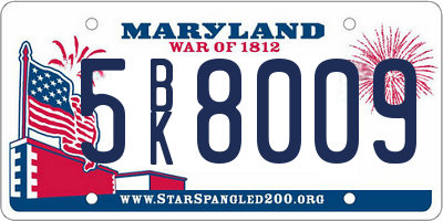 MD license plate 5BK8009