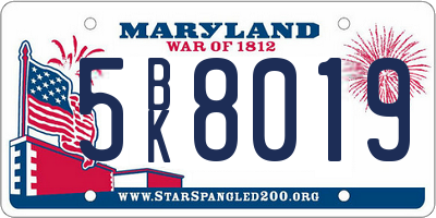 MD license plate 5BK8019